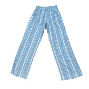 Ladies SoundStyle Brand Striped Wide Leg Linen‎ Blend Pants Size Large
